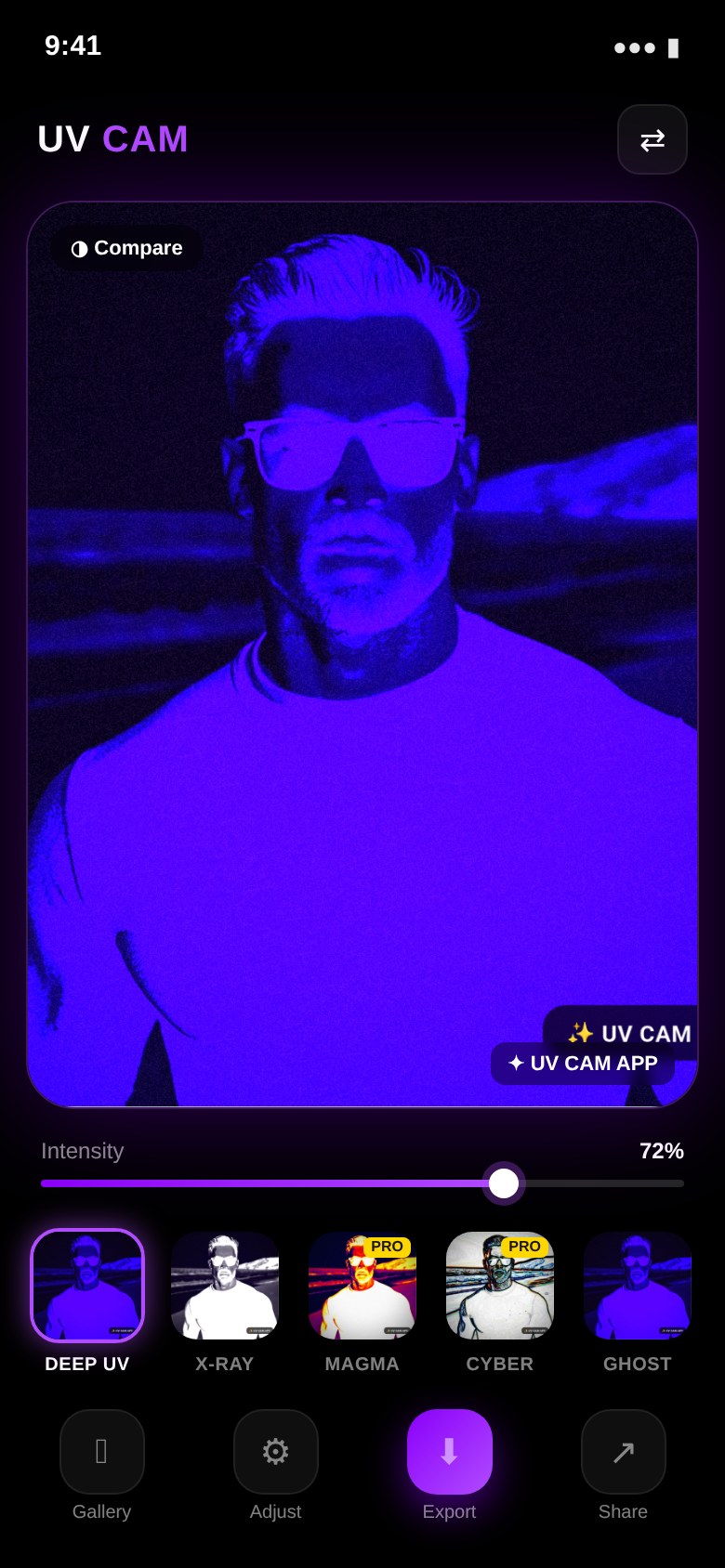 UV Cam editor with the Deep UV filter